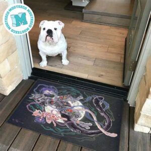Pokemon Mew And Mewtwo In Background Full Moon Japanese Style For Home Decor Doormat