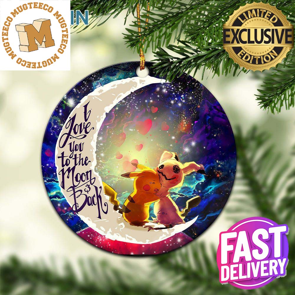 Pokemon Pikachu Horror Love You To The Moon Galaxy Circle Ornament - Christmas Decorations Pokemon Pikachu Horror Love You To The Moon Galaxy Circle Ornament - Christmas Decorations