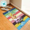 Pokemon Team Eevee And Pikachu Elvolve With Rainbow Background For Home Decor Doormat