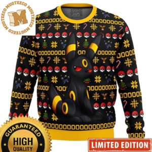Pokemon Umbreon Knitting Black And Yellow Ugly Christmas Sweater