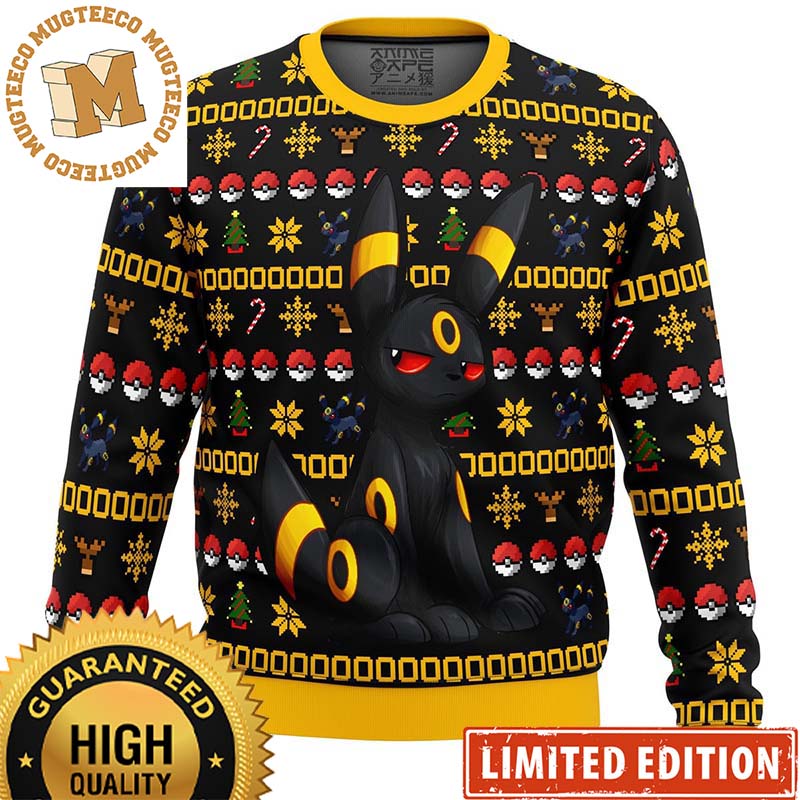 Pokemon Umbreon Knitting Black And Yellow Ugly Christmas Sweater Pokemon Umbreon Knitting Black And Yellow Ugly Christmas Sweater