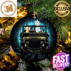 Rick And Morty Moonlight Halloween Riding Jeep Funny Christmas Decorations Ornament