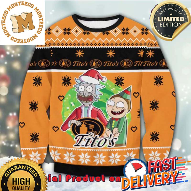 Rick And Morty X Tito's Vodka Santa Hat Ugly Christmas Sweater For Holiday 2023 Xmas Gifts Rick And Morty X Tito's Vodka Santa Hat Ugly Christmas Sweater For Holiday 2023 Xmas Gifts