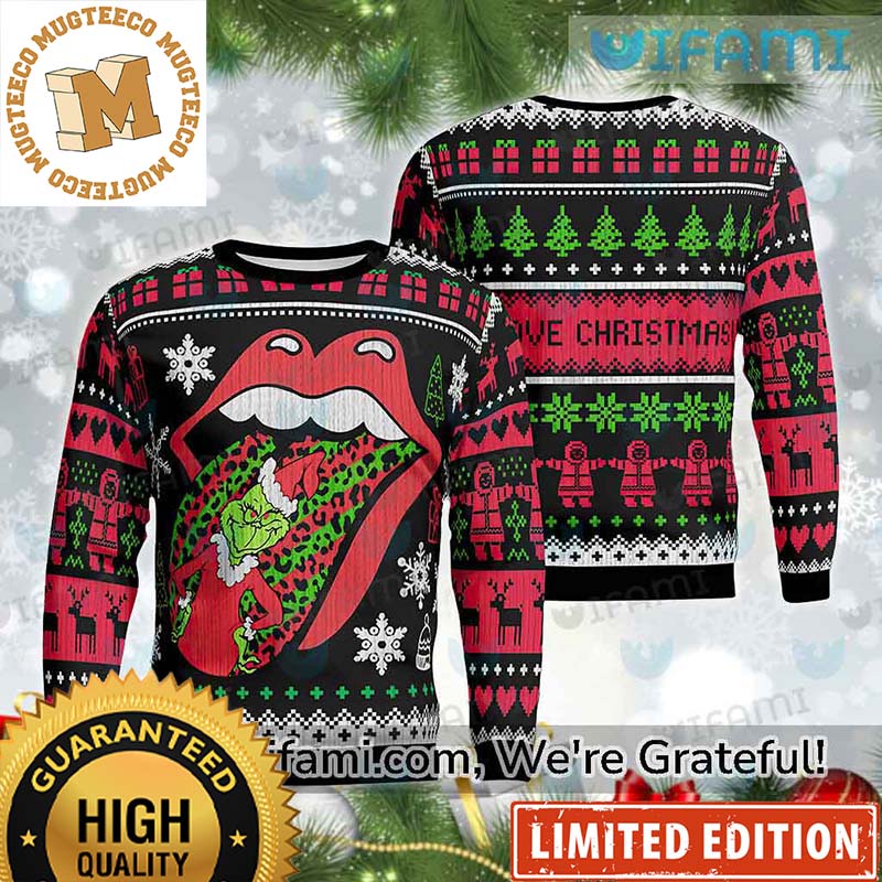 Rolling Stones Big Tounge Unexpected Grinch Stole The Christmas Holiday Ugly Sweater Rolling Stones Big Tounge Unexpected Grinch Stole The Christmas Holiday Ugly Sweater