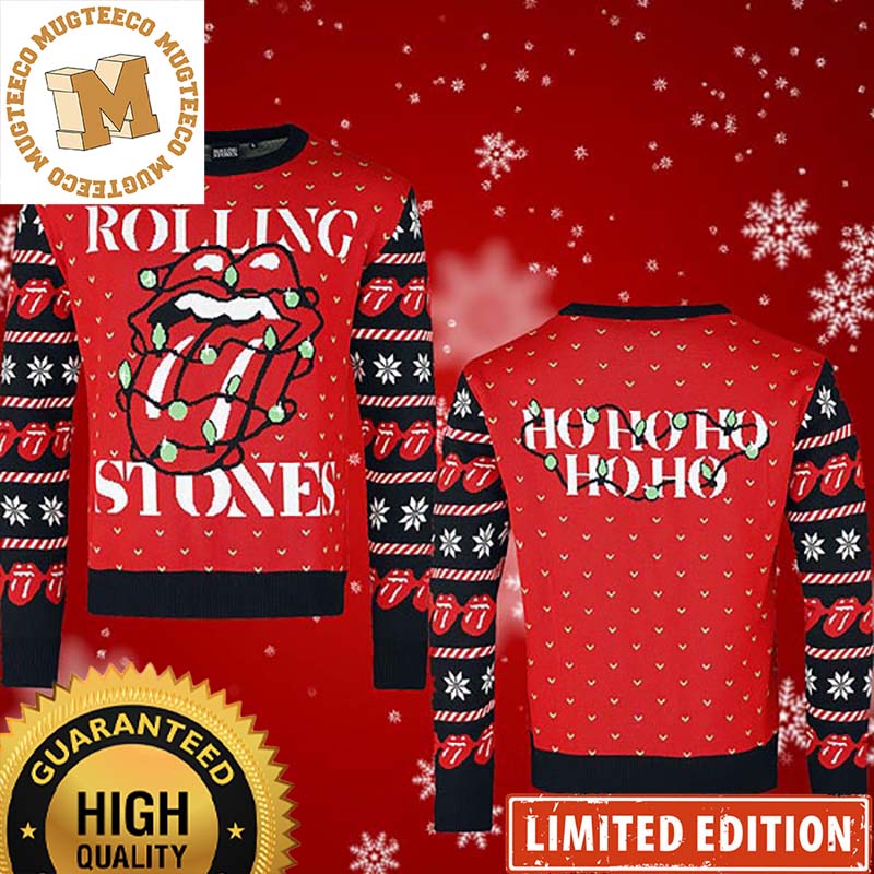 Rolling Stones Christmas Lights Twinkle Ugly Christmas Sweater 2023 Rolling Stones Christmas Lights Twinkle Ugly Christmas Sweater 2023