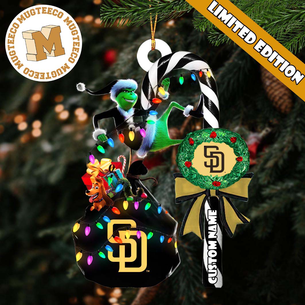 San Diego Padres MLB Grinch Candy Cane Personalized Xmas Gifts Christmas Tree Decorations Ornament San Diego Padres MLB Grinch Candy Cane Personalized Xmas Gifts Christmas Tree Decorations Ornament