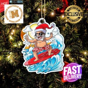 Santa Surfing Christmas Tree Decorations Ornament