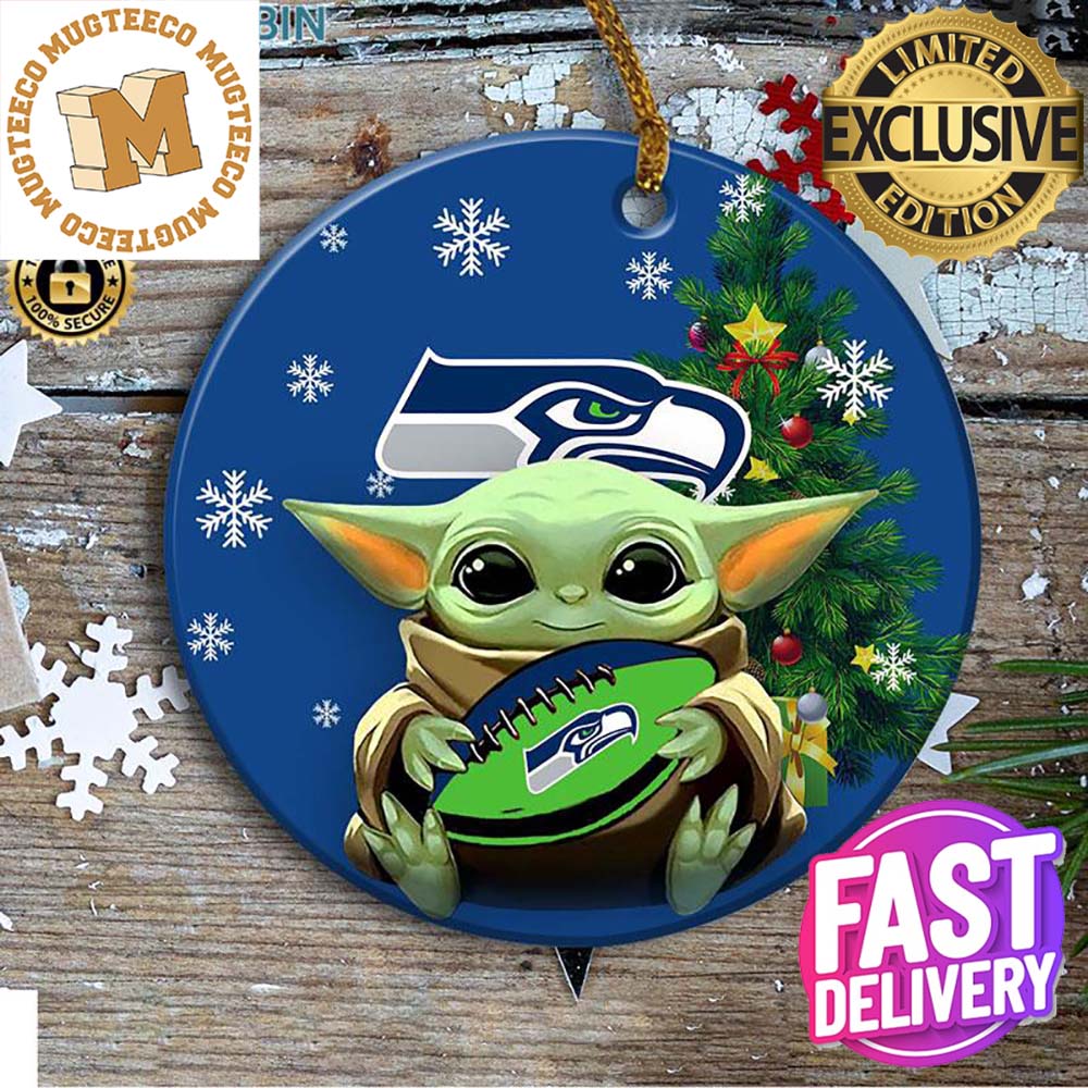 Seattle Seahawks Baby Yoda NFL Custom Name 2023 Gifts Christmas Decorations Ornament Seattle Seahawks Baby Yoda NFL Custom Name 2023 Gifts Christmas Decorations Ornament
