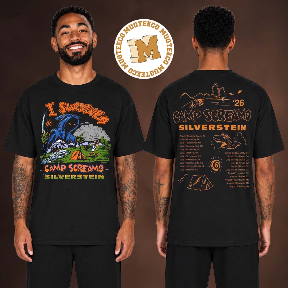 Silverstein Camp Screamo 2026 Tour Merch I Survived Camp Screamo Two Sided T-Shirt Silverstein Camp Screamo 2026 Tour Merch I Survived Camp Screamo Two Sided T-Shirt
