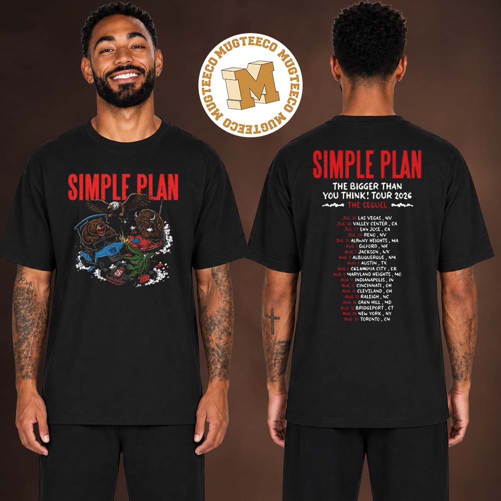 Simple Plan Lasvegas USA Bigger Than You Think Tour Animal Two Sided Unisex T Shirt Simple Plan Lasvegas USA Bigger Than You Think Tour Animal Two Sided Unisex T Shirt