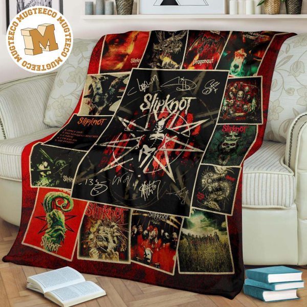 Slipknot Band Signatures Fleece Blanket Rock Fan Gift Slipknot Band Signatures Fleece Blanket Rock Fan Gift