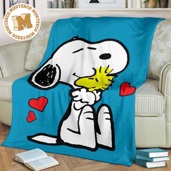 Snoopy and Woodstock Blue Fleece Blanket Gift For Fan Snoopy and Woodstock Blue Fleece Blanket Gift For Fan