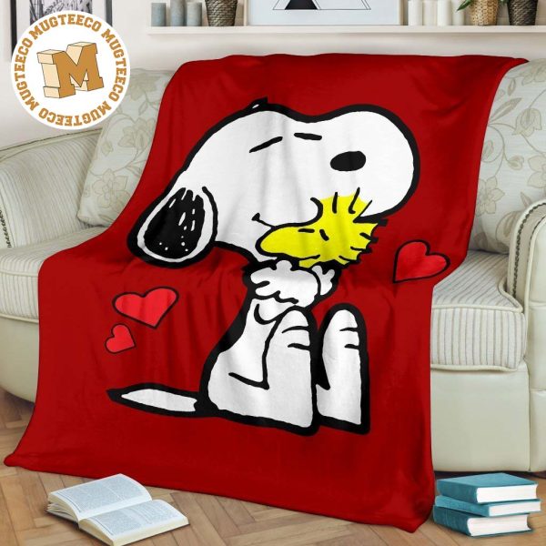 Snoopy and Woodstock Red Fleece Blanket Gift For Fan Snoopy and Woodstock Red Fleece Blanket Gift For Fan
