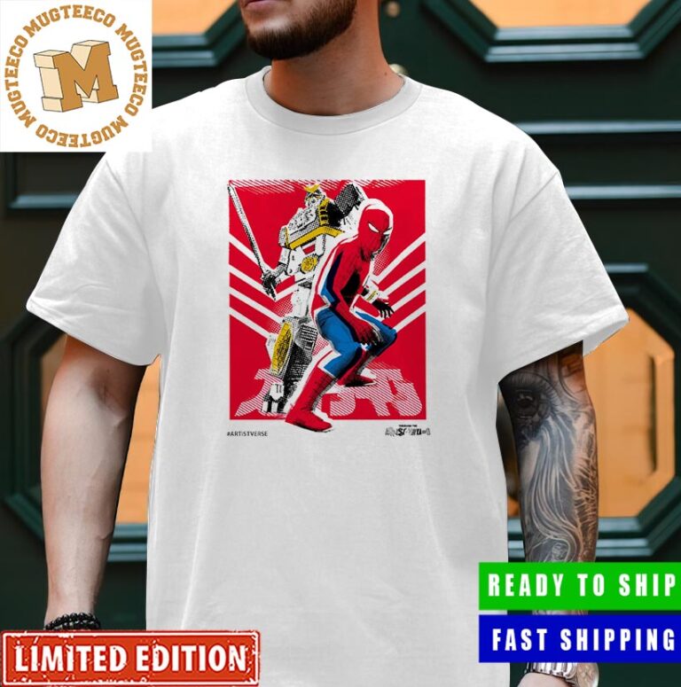 Spider-Man Across The Spider-Verse Japanese Spider-Man With Gundam Robot Unisex T-Shirt Spider-Man Across The Spider-Verse Japanese Spider-Man With Gundam Robot Unisex T-Shirt