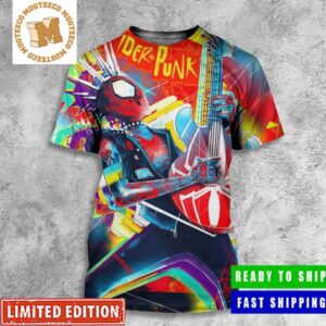 Spider-Punk In Spider-Man Across The Spider-Verse Playing His Guitar All Over Print Shirt
