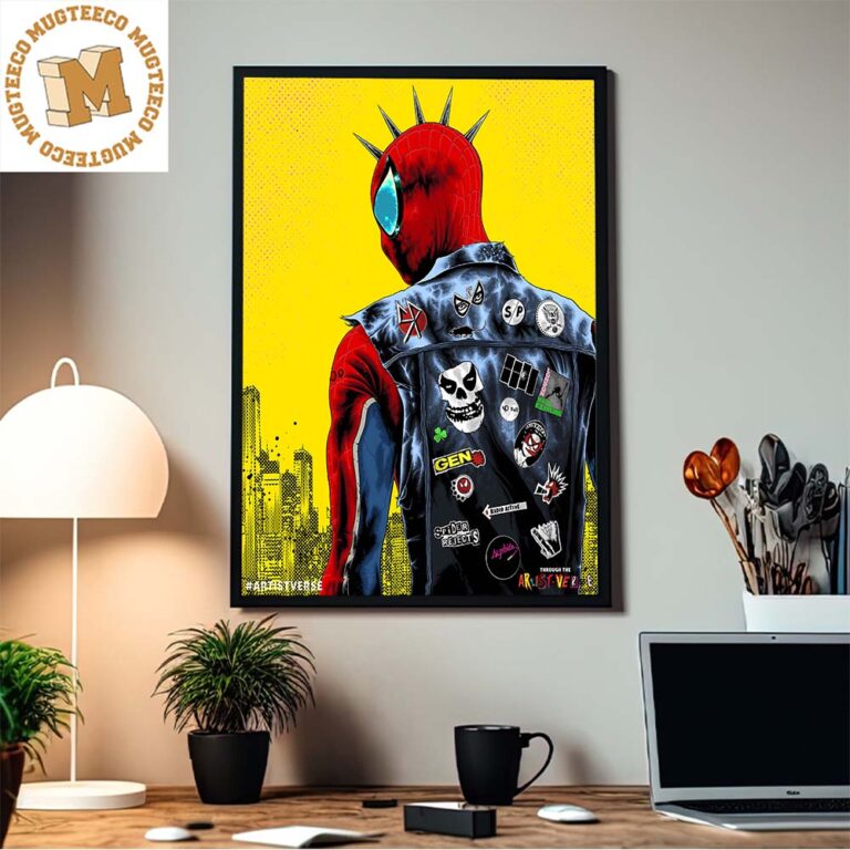 Spider Punk In Spiderman Across The Spiderverse Punk Rock Jacket Detail Wall Decor Poster Canvas Spider Punk In Spiderman Across The Spiderverse Punk Rock Jacket Detail Wall Decor Poster Canvas