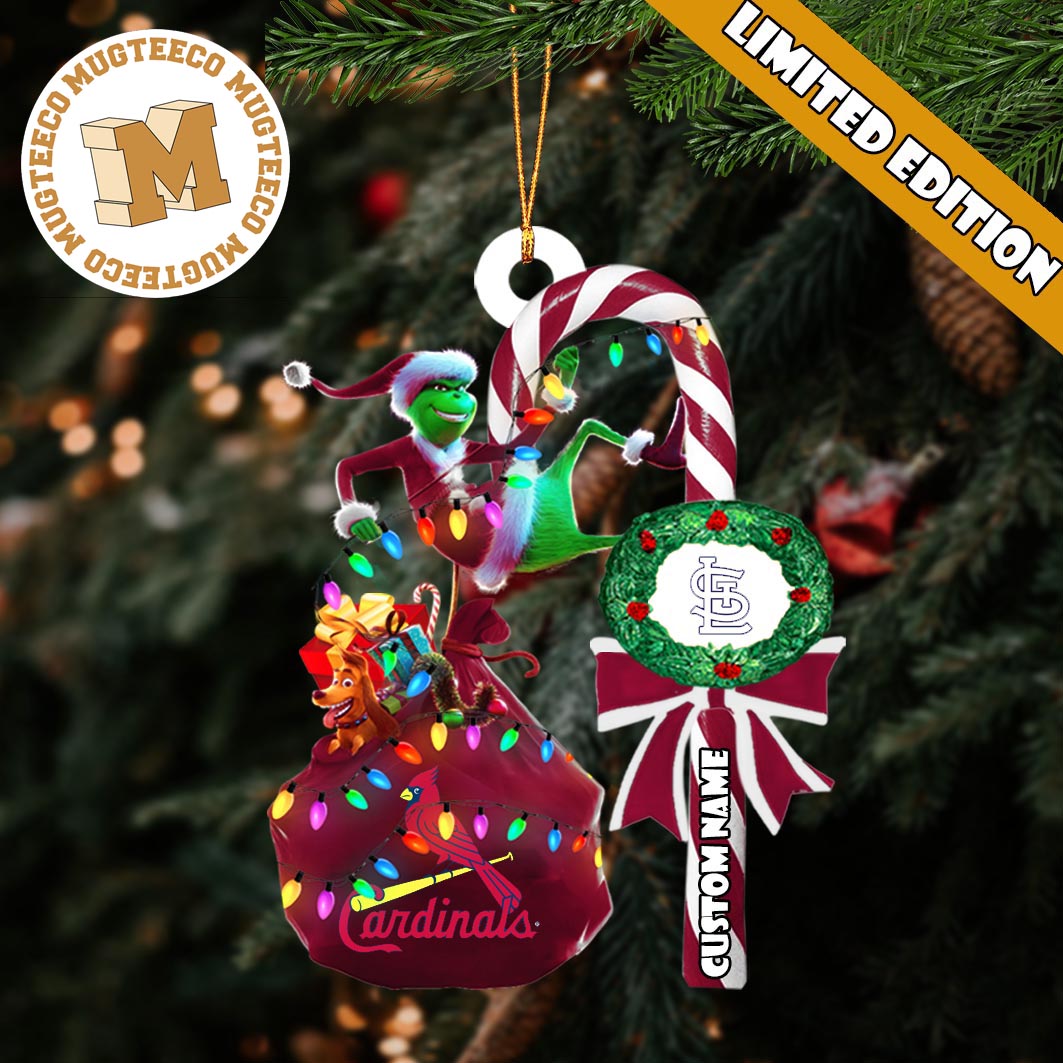 St Louis Cardinals MLB Grinch Candy Cane Personalized Xmas Gifts Christmas Tree Decorations Ornament St Louis Cardinals MLB Grinch Candy Cane Personalized Xmas Gifts Christmas Tree Decorations Ornament