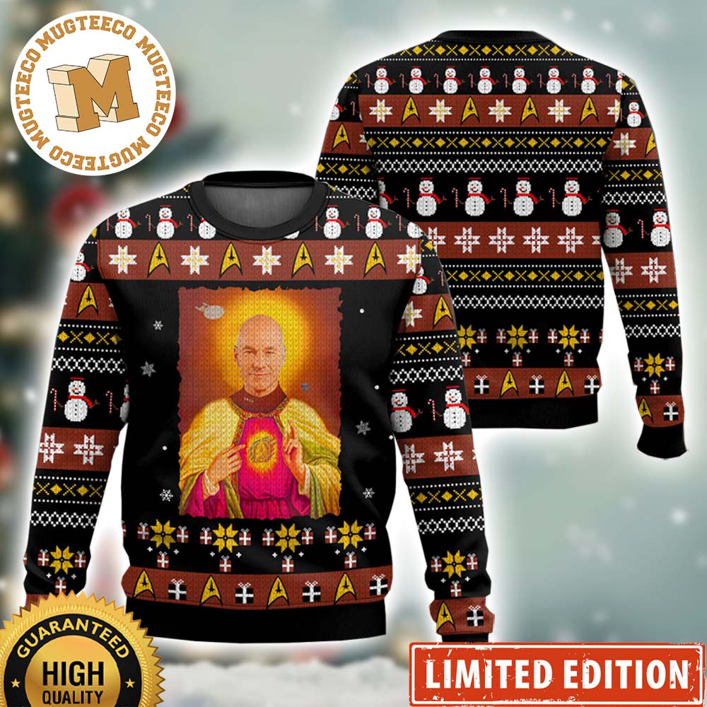 Star Trek Captain Picard Jesus Christmas Holiday Gift Ugly Christmas Sweater Star Trek Captain Picard Jesus Christmas Holiday Gift Ugly Christmas Sweater