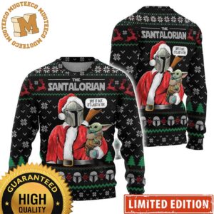 Star Wars Mandalorian The Santalorian Spit It Out It is Just A Toy Snowflakes Knitting Funny Ugly Sweater