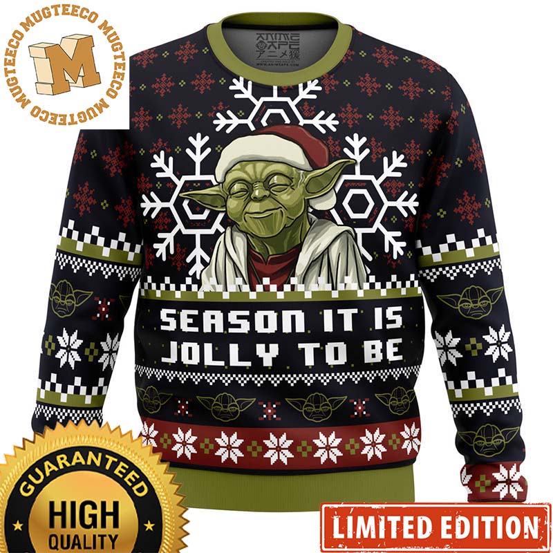Star Wars Master Yoda Season It Is Jolly To Be Knitting Snowflakes Christmas Ugly Sweater Star Wars Master Yoda Season It Is Jolly To Be Knitting Snowflakes Christmas Ugly Sweater