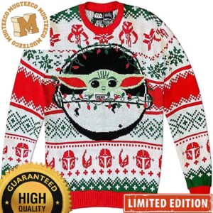 Star Wars The Mandalorian Baby Yoda Grogu with Lights Knitting Christmas Ugly Sweater