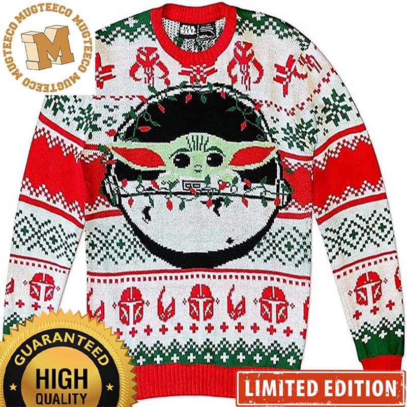 Star Wars The Mandalorian Baby Yoda Grogu with Lights Knitting Christmas Ugly Sweater Star Wars The Mandalorian Baby Yoda Grogu with Lights Knitting Christmas Ugly Sweater