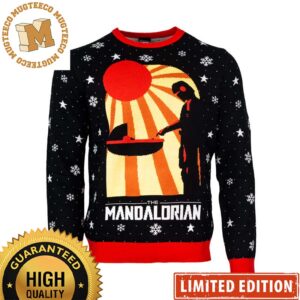 Star Wars The Mandalorian Japanese Style Snowy Night Baby Yoda And Din Djarin Christmas Ugly Sweater