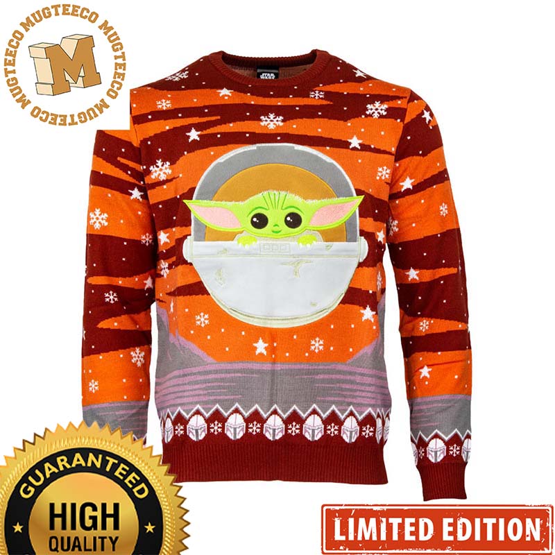 Star Wars The Mandalorian The Child Baby Yoda Grogu Snowy Knitting Christmas Ugly Sweater Star Wars The Mandalorian The Child Baby Yoda Grogu Snowy Knitting Christmas Ugly Sweater