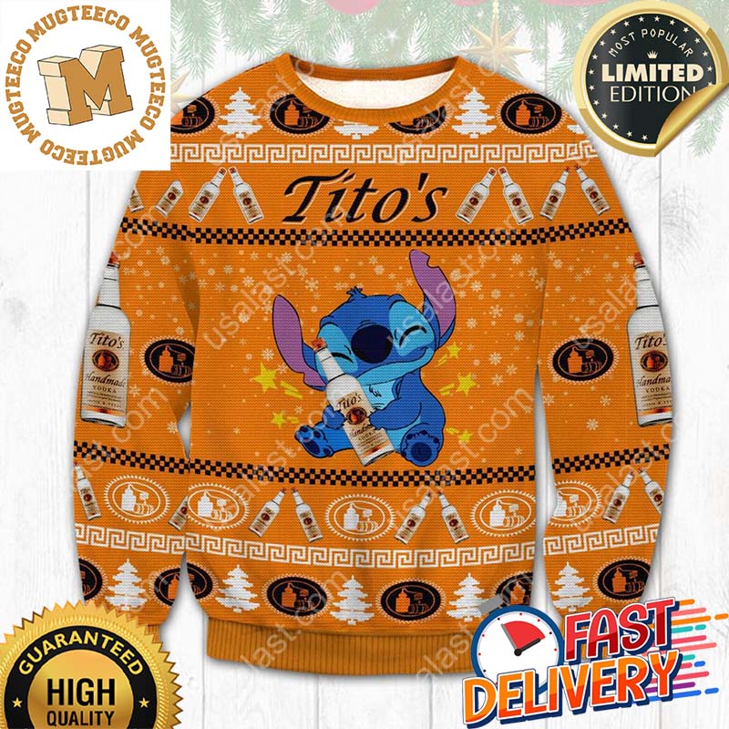 Stitch Hug Tito's Handmade Vodka Ugly Christmas Sweater For Holiday 2023 Xmas Gifts Stitch Hug Tito's Handmade Vodka Ugly Christmas Sweater For Holiday 2023 Xmas Gifts