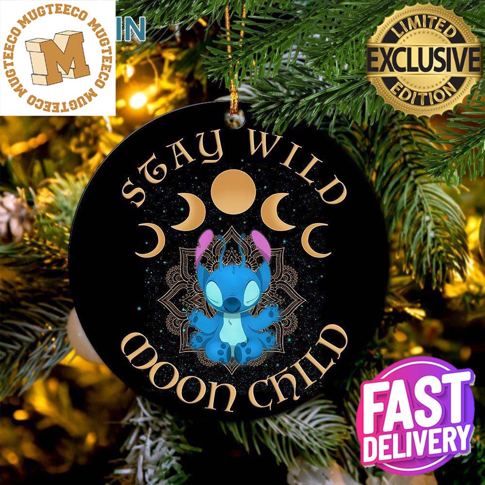 Stitch Stay Wild Moon Child Ceramic Xmas Custom Name Tree Decorations Ornament Stitch Stay Wild Moon Child Ceramic Xmas Custom Name Tree Decorations Ornament