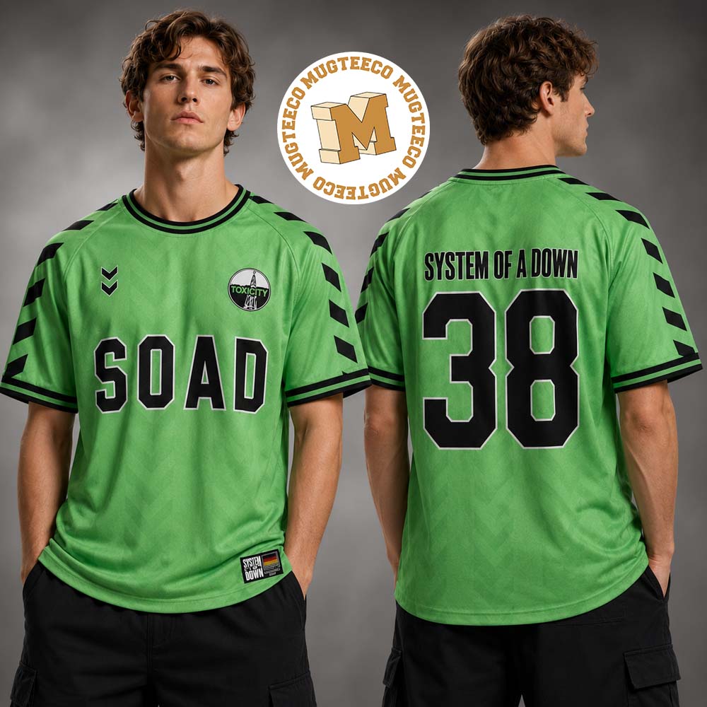System Of A Down SOAD Exclusive Dusseldorf DE Pop Up Shop Merch Green Hummel Jersey System Of A Down SOAD Exclusive Dusseldorf DE Pop Up Shop Merch Green Hummel Jersey