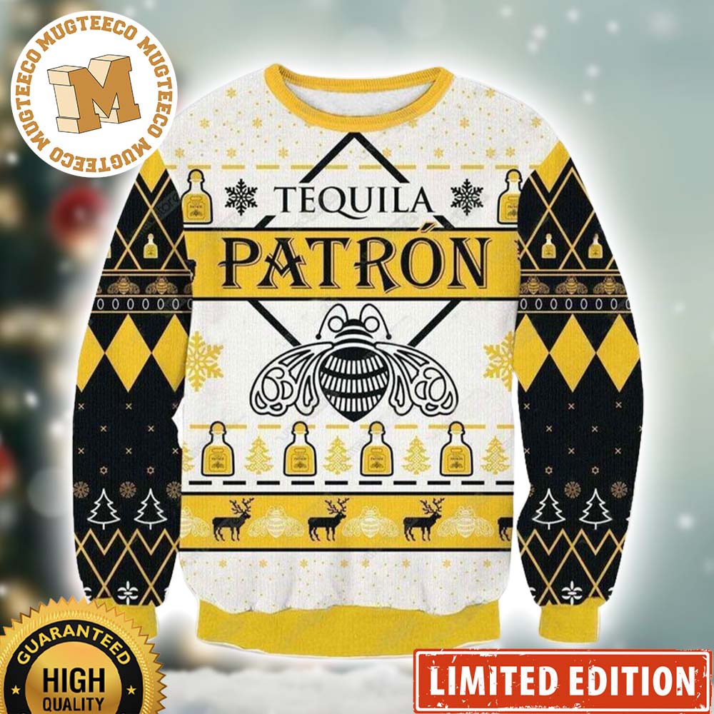 Tequila Patron Yellow 3D Ugly Christmas Sweater Tequila Patron Yellow 3D Ugly Christmas Sweater