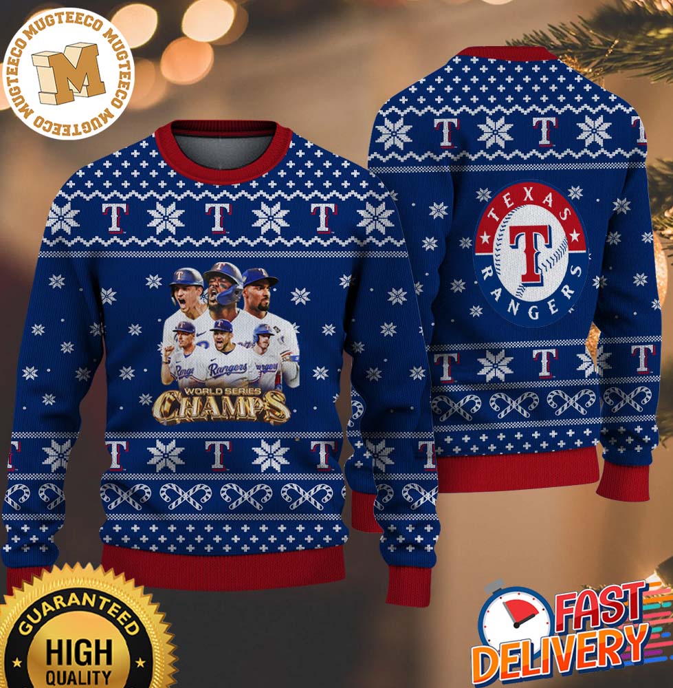 Texas Rangers MLB 2023 World Series Champions Xmas Holiday Gift For Fans Ugly Christmas Sweater Texas Rangers MLB 2023 World Series Champions Xmas Holiday Gift For Fans Ugly Christmas Sweater