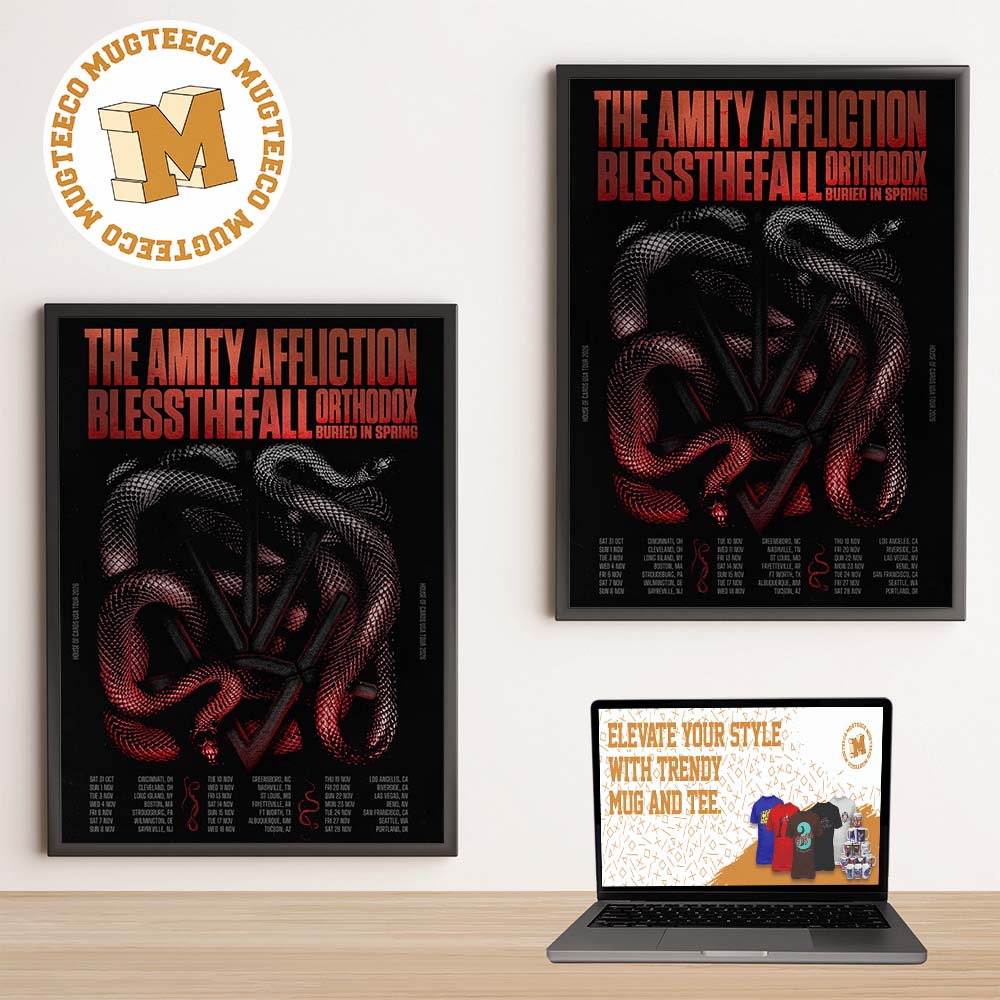 The Amity Affliction 2026 House Of Cards USA Tour Schedule Dates Poster Canvas The Amity Affliction 2026 House Of Cards USA Tour Schedule Dates Poster Canvas