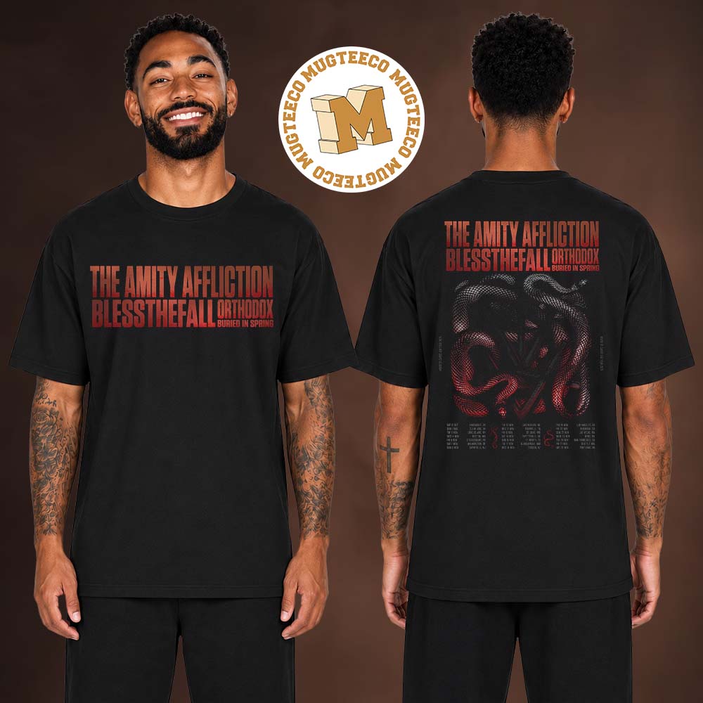The Amity Affliction 2026 House Of Cards USA Tour Schedule Dates Two Sided Unisex T Shirt The Amity Affliction 2026 House Of Cards USA Tour Schedule Dates Two Sided Unisex T Shirt