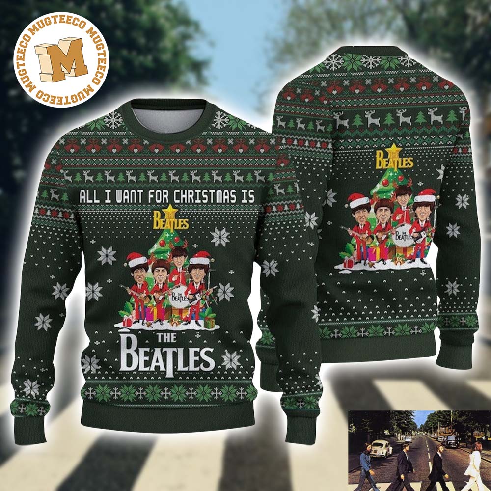 The Beatles All I Want For Xmas Is The Beatles 2023 Holiday Gifts Ugly Christmas Sweater The Beatles All I Want For Xmas Is The Beatles 2023 Holiday Gifts Ugly Christmas Sweater