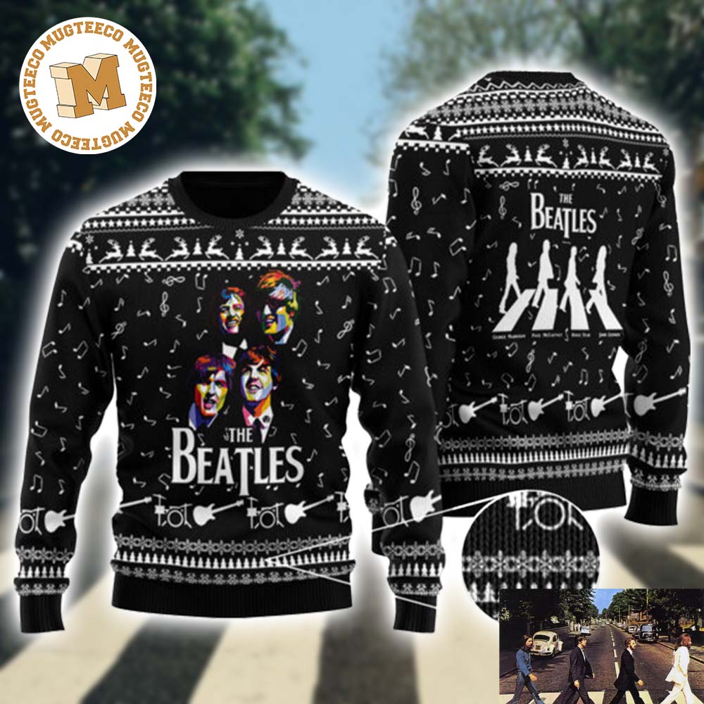 The Beatles Band Abbey Road Classic 3D Knitted Ugly Christmas Sweater The Beatles Band Abbey Road Classic 3D Knitted Ugly Christmas Sweater