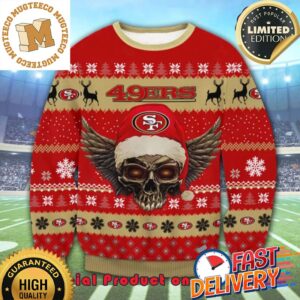 The Grinch Math San Francisco 49ers NFL Skull Santa Hat Ugly Christmas Sweater For Holiday 2023 Xmas Gifts
