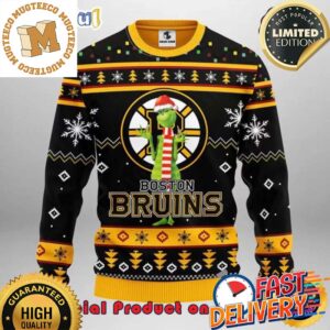 The Grinch x Boston Bruins NHL Santa Hat Ugly Christmas Sweater For Holiday 2023 Xmas Gifts