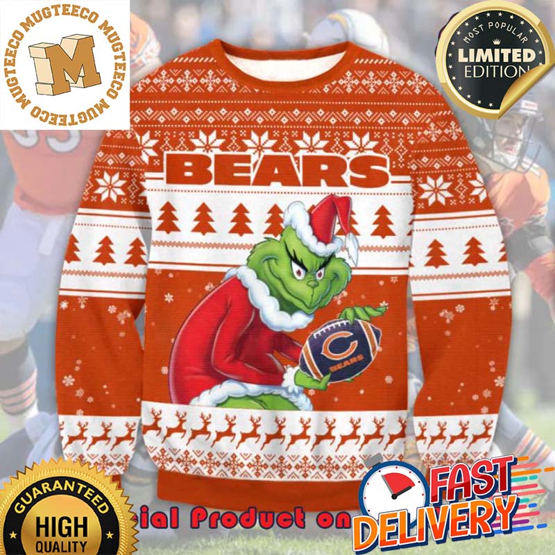 The Grinch x Chicago Bears NFL Santa Hat Ugly Christmas Sweater For Holiday 2023 Xmas Gifts The Grinch x Chicago Bears NFL Santa Hat Ugly Christmas Sweater For Holiday 2023 Xmas Gifts