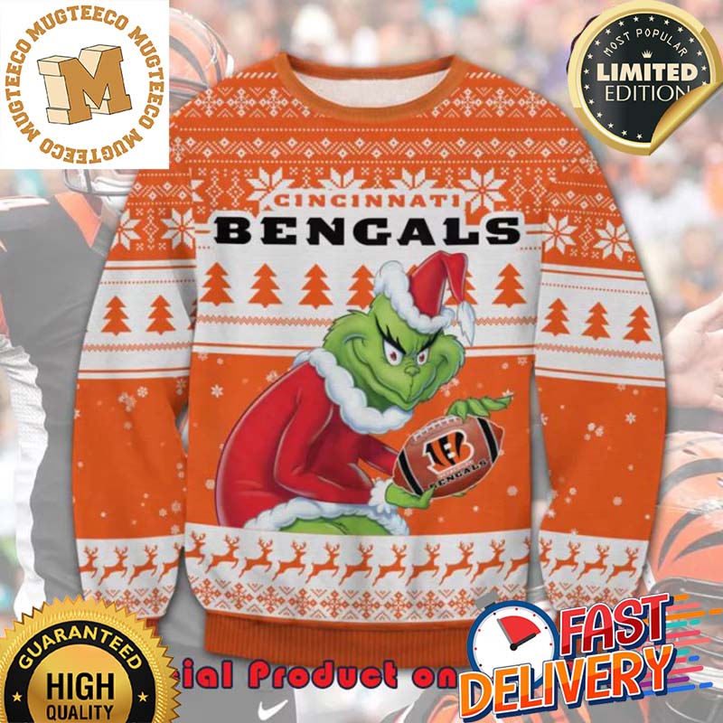The Grinch x Cincinnati Bengals NFL Santa Hat Ugly Christmas Sweater For Holiday 2023 Xmas Gifts The Grinch x Cincinnati Bengals NFL Santa Hat Ugly Christmas Sweater For Holiday 2023 Xmas Gifts