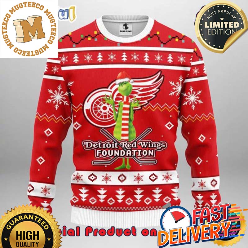 The Grinch x Detroit Red Wings NHL Santa Hat Ugly Christmas Sweater For Holiday 2023 Xmas Gifts The Grinch x Detroit Red Wings NHL Santa Hat Ugly Christmas Sweater For Holiday 2023 Xmas Gifts