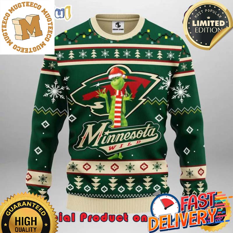 The Grinch x Minnesota Wild NHL Santa Hat Ugly Christmas Sweater For Holiday 2023 Xmas Gifts The Grinch x Minnesota Wild NHL Santa Hat Ugly Christmas Sweater For Holiday 2023 Xmas Gifts