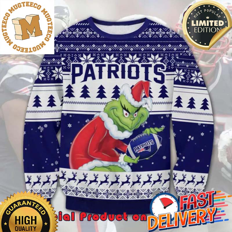 The Grinch x New England Patriots NFL Santa Hat Ugly Christmas Sweater For Holiday 2023 Xmas Gifts The Grinch x New England Patriots NFL Santa Hat Ugly Christmas Sweater For Holiday 2023 Xmas Gifts
