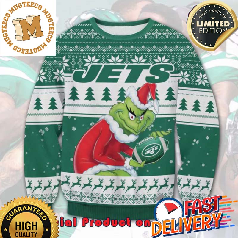 The Grinch x New York Jets NFL Santa Hat Ugly Christmas Sweater For Holiday 2023 Xmas Gifts The Grinch x New York Jets NFL Santa Hat Ugly Christmas Sweater For Holiday 2023 Xmas Gifts