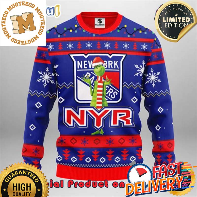 The Grinch x New York Rangers NHL Santa Hat Ugly Christmas Sweater For Holiday 2023 Xmas Gifts The Grinch x New York Rangers NHL Santa Hat Ugly Christmas Sweater For Holiday 2023 Xmas Gifts