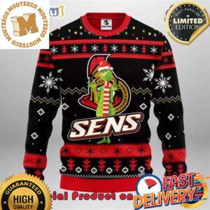 The Grinch x Ottawa Senators NHL Santa Hat Ugly Christmas Sweater For Holiday 2023 Xmas Gifts