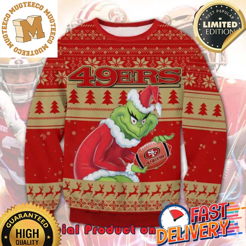 The Grinch x San Francisco 49ers NFL Santa Hat Ugly Christmas Sweater For Holiday 2023 Xmas Gifts The Grinch x San Francisco 49ers NFL Santa Hat Ugly Christmas Sweater For Holiday 2023 Xmas Gifts