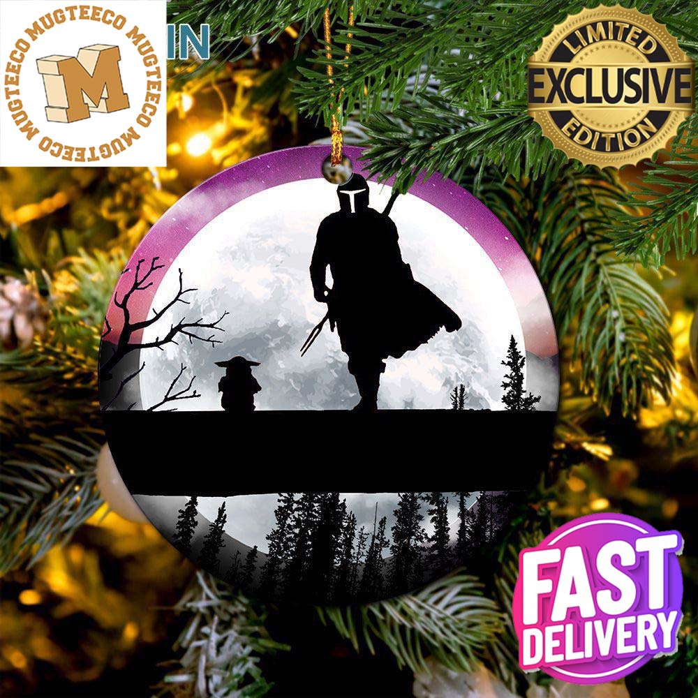 The Mandalorian And Baby Yoda Moon Night Personalized 2023 Holiday Merry Christmas Decorations Ornament The Mandalorian And Baby Yoda Moon Night Personalized 2023 Holiday Merry Christmas Decorations Ornament