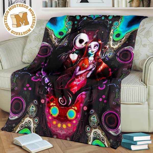 The Nightmare Jack & Sally Fleece Blanket For Bedding Decor The Nightmare Jack & Sally Fleece Blanket For Bedding Decor